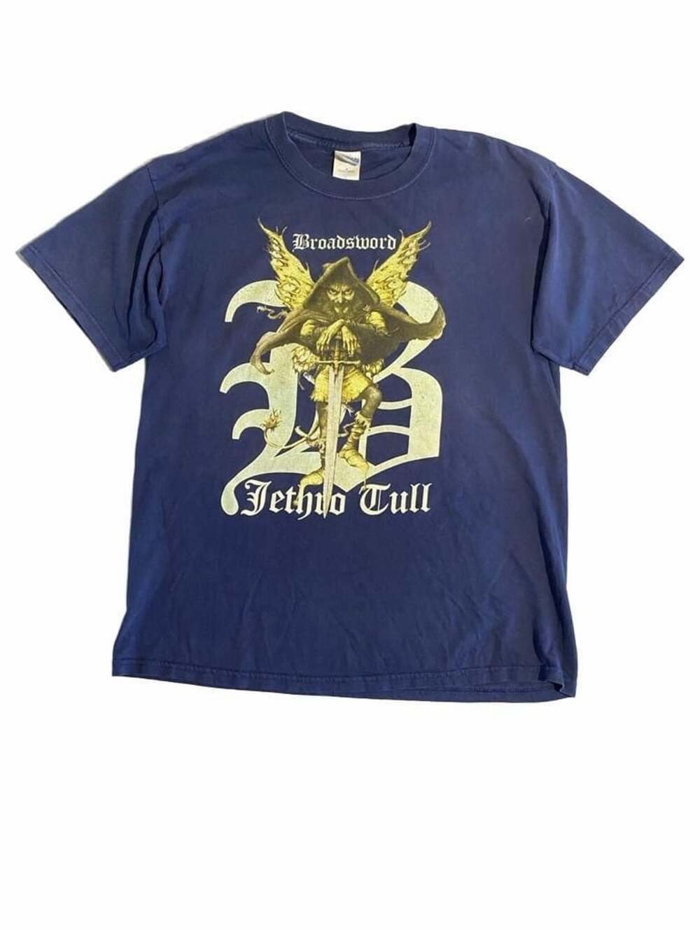 Gildan Jethro Tull Broadsword Tour Size L T-Shirt Blue Band Tee